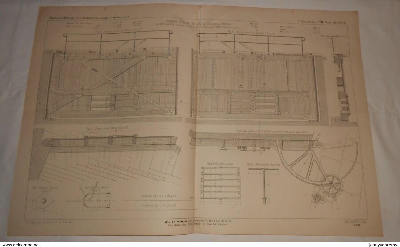 Plan Du Barrage éclusé De Melun. Portes De L'écluse.. 1864 - Opere Pubbliche