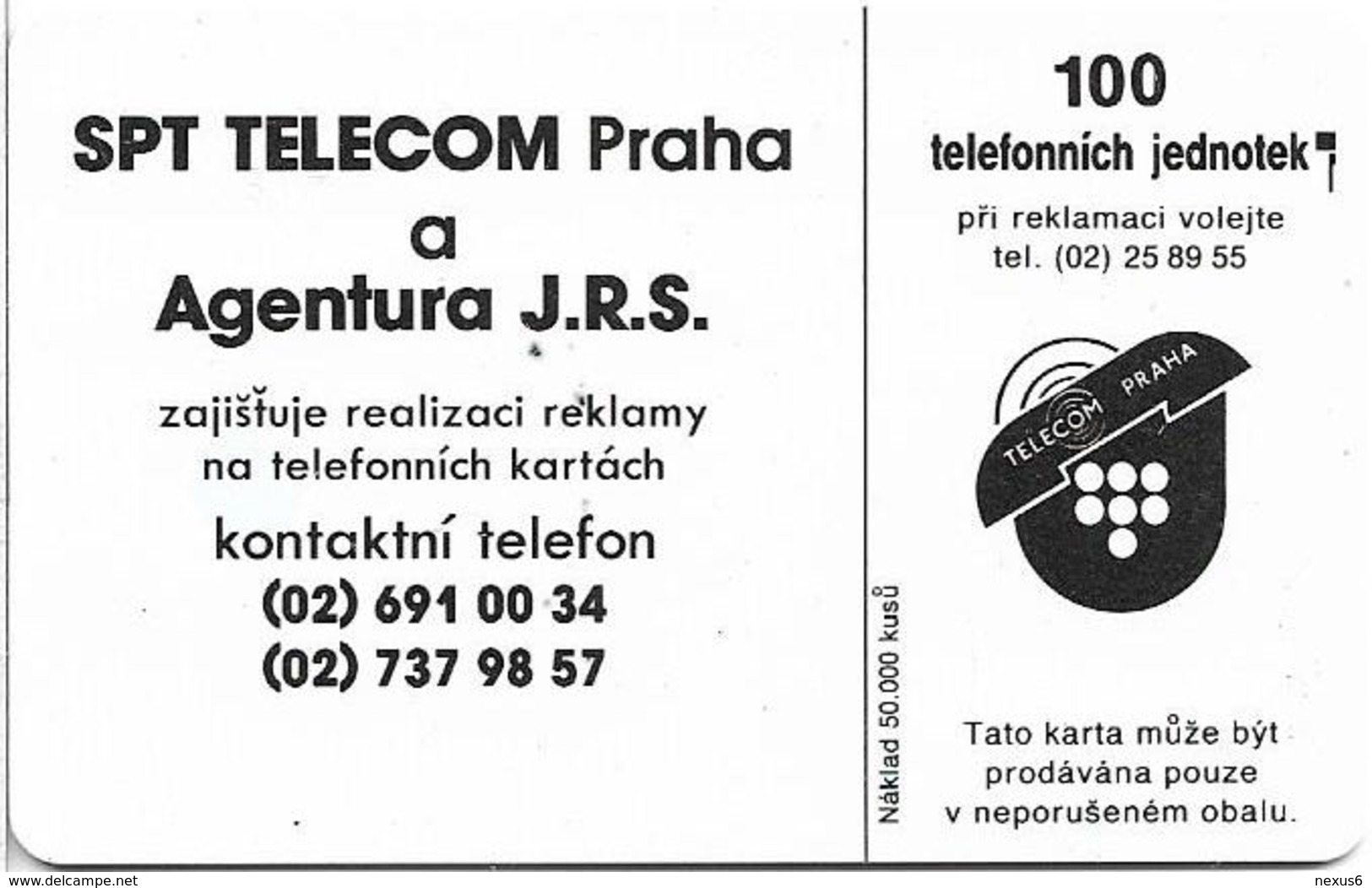 Czechoslovakia - CSFR Telecom - Cinema Fest. Karlovy Vary, Butterfly - SC5, 100U, Cn. 41867, 1992, 10.000ex, Used - Tschechoslowakei