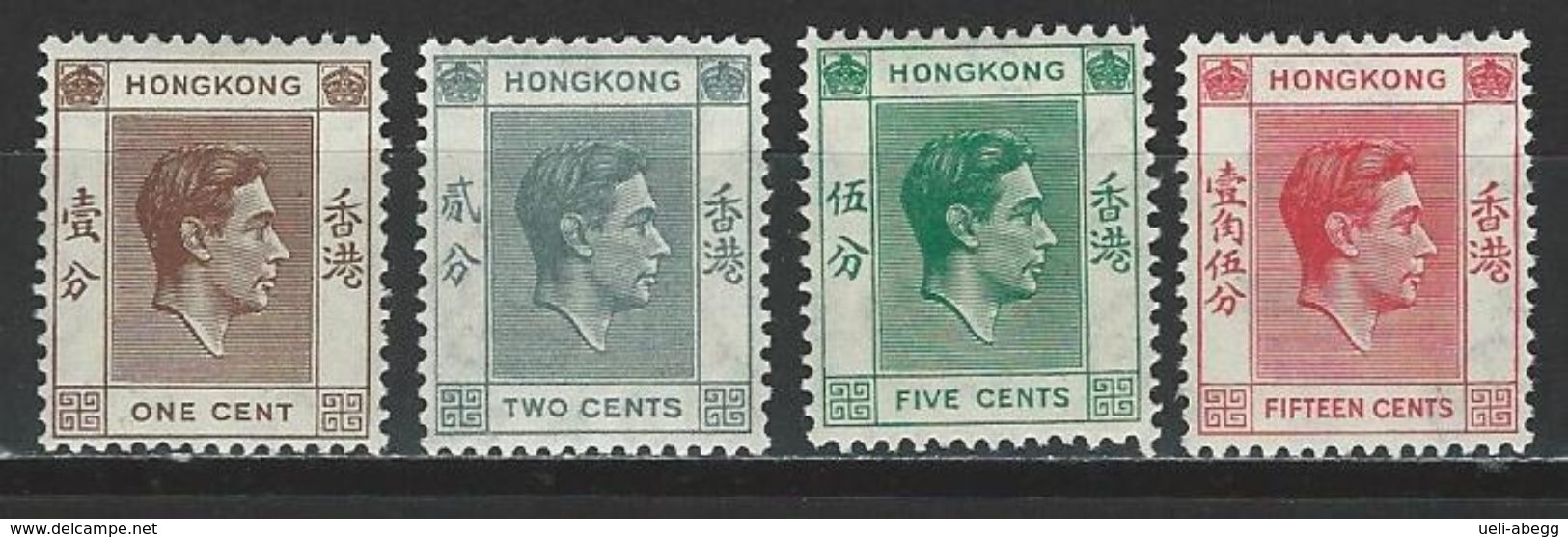 Hong Kong SG 140, 141, 143, 146, Mi 139, 140A, 142A, 145 * MH Perf. 14 - Unused Stamps