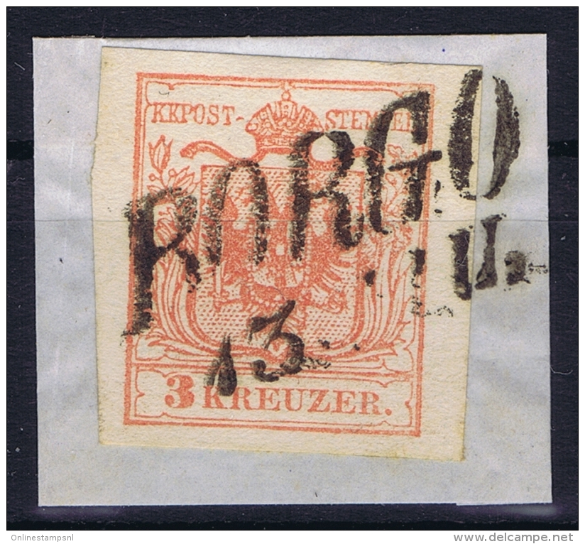 Osterreich Mi 3 Type III  Wide Borders Cancel Bongo Corsivo - Gebraucht