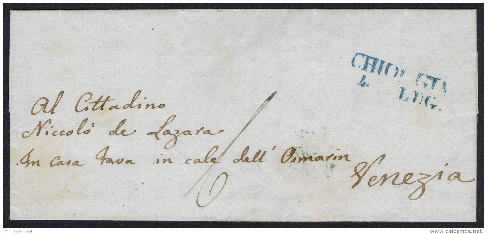 Lombardo-Veneto Letter  Chioggia (verde Bollo In Stampatello Diritto) A Venezia 1848 - Lombardo-Veneto