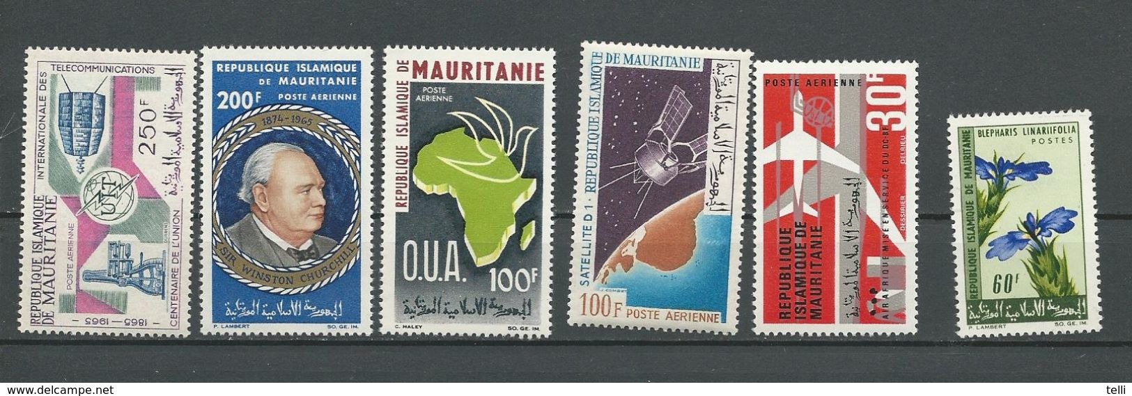 MAURITANIE Scott C41, C43, C51, C52, C57, 211 Yvert PA47, PA45, PA55, PA56, PA62, 213 (6) ** Cote 14,50 $ 1965-66 - Mauritanie (1960-...)