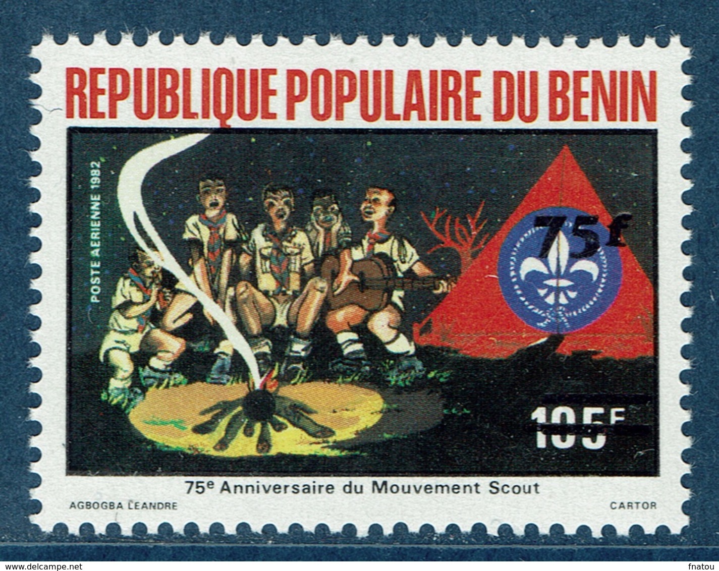 Benin, Scoutisme, Overprint 75f/105f, 1984 MNH VF - Benin – Dahomey (1960-...)