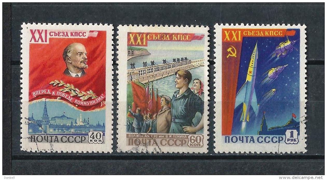 URSS542) 1959 - 21° Congresso Partito Comunista -Serie Cpl 3val.USED - Usati