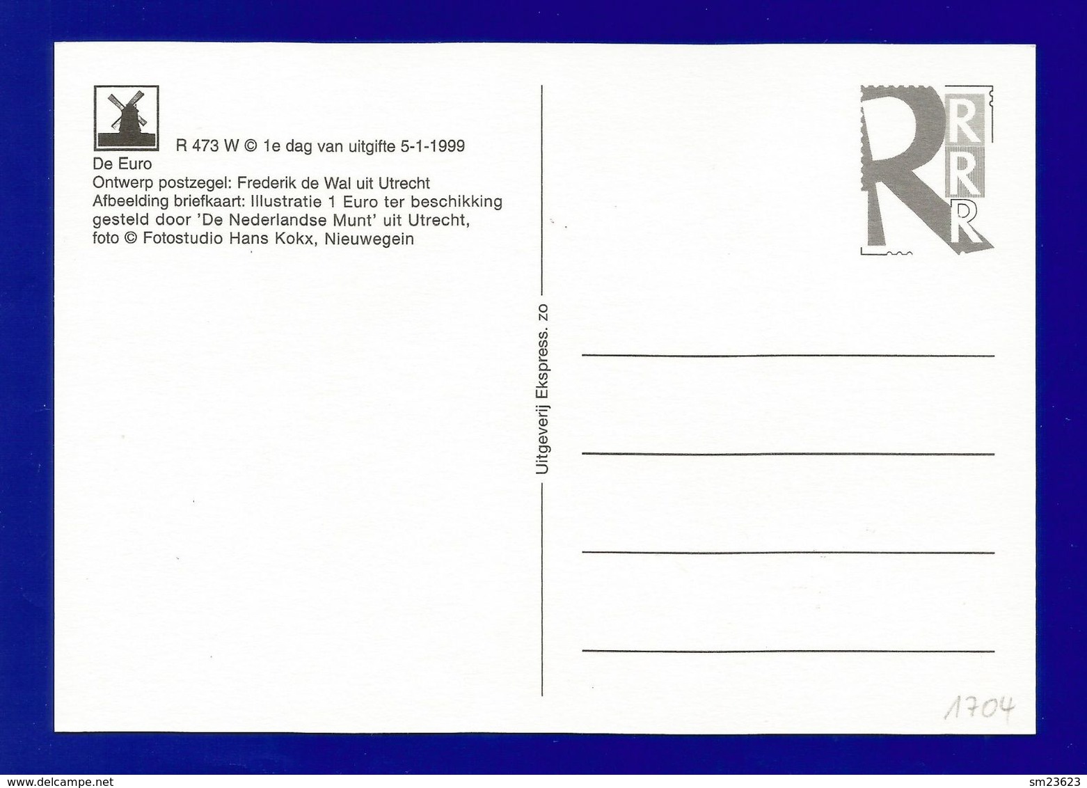 Nederland 1999  Mi.Nr. 1704 , EUROPA Sympathie Mitläufer - Einführung Des Euro - Maximum Card - Gravenhage  -5.1.99 - 1999