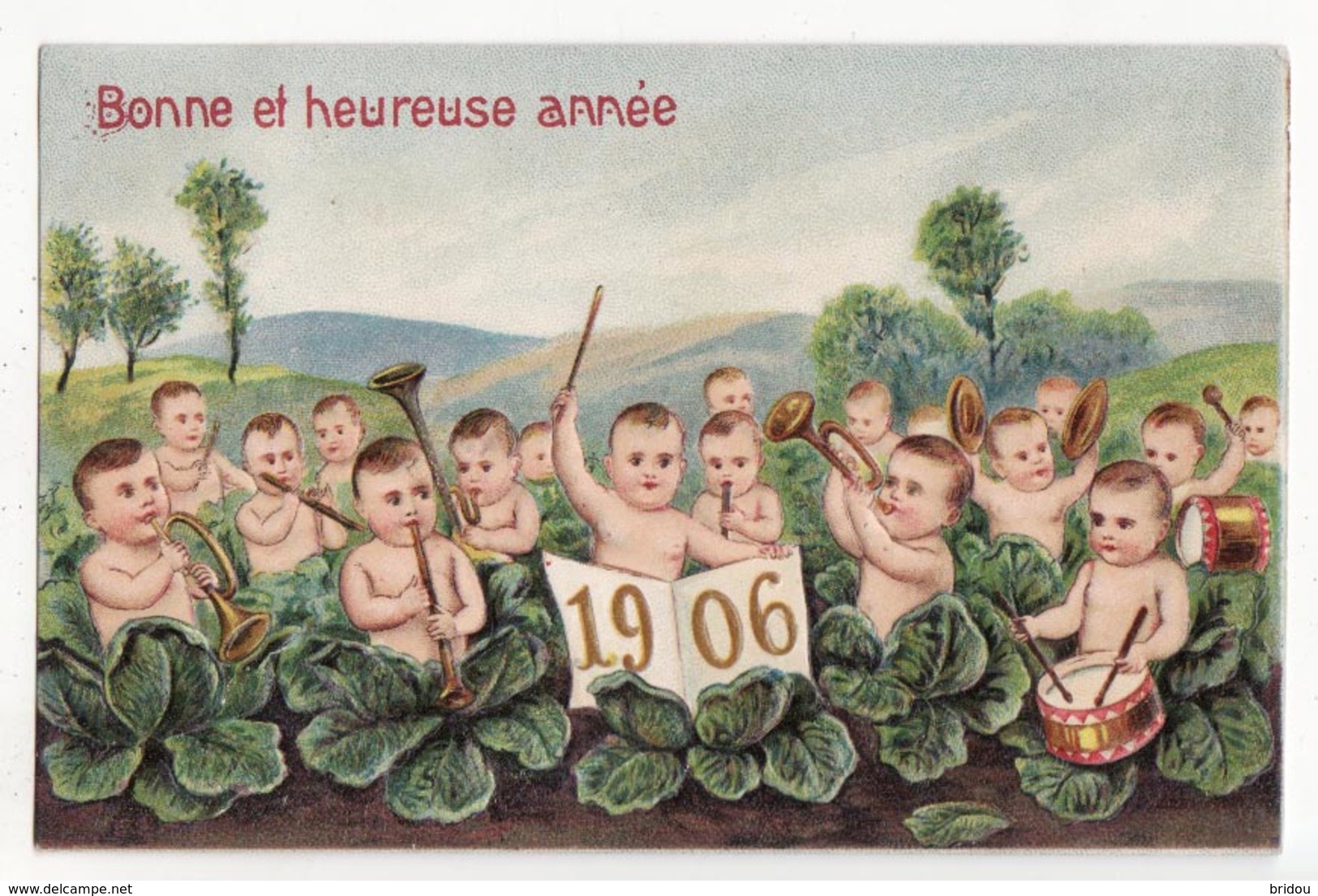 Carte Fantaisie   BEBES MULTIPLES   Millesime Année 1906   Choux    Carte Gaufrée - Neonati