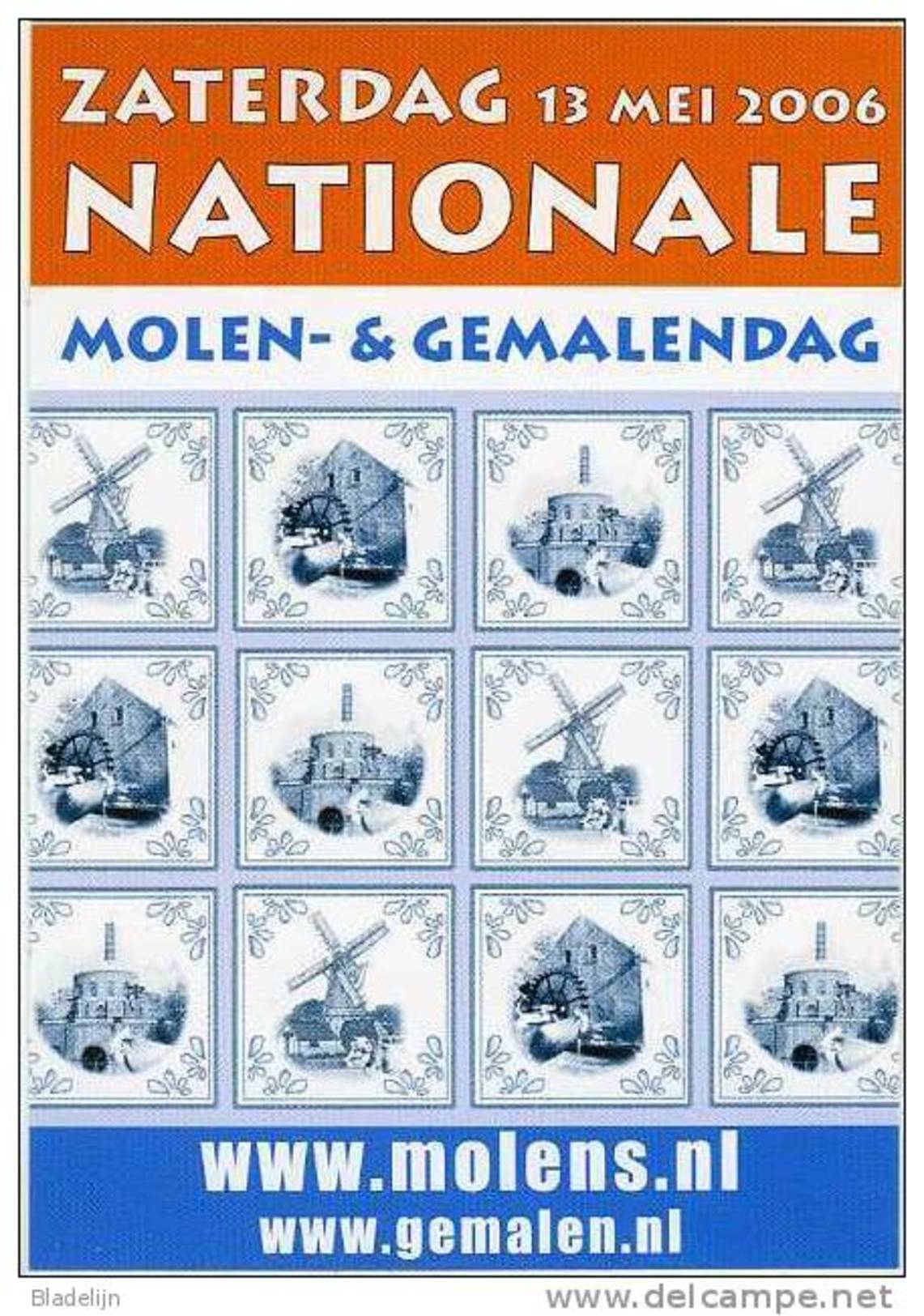 Molen/moulin - STICKER (zelfklever, Autocollant) Van De Nationale Molen- En Gemalendag (Nederland) 2006 - Stickers