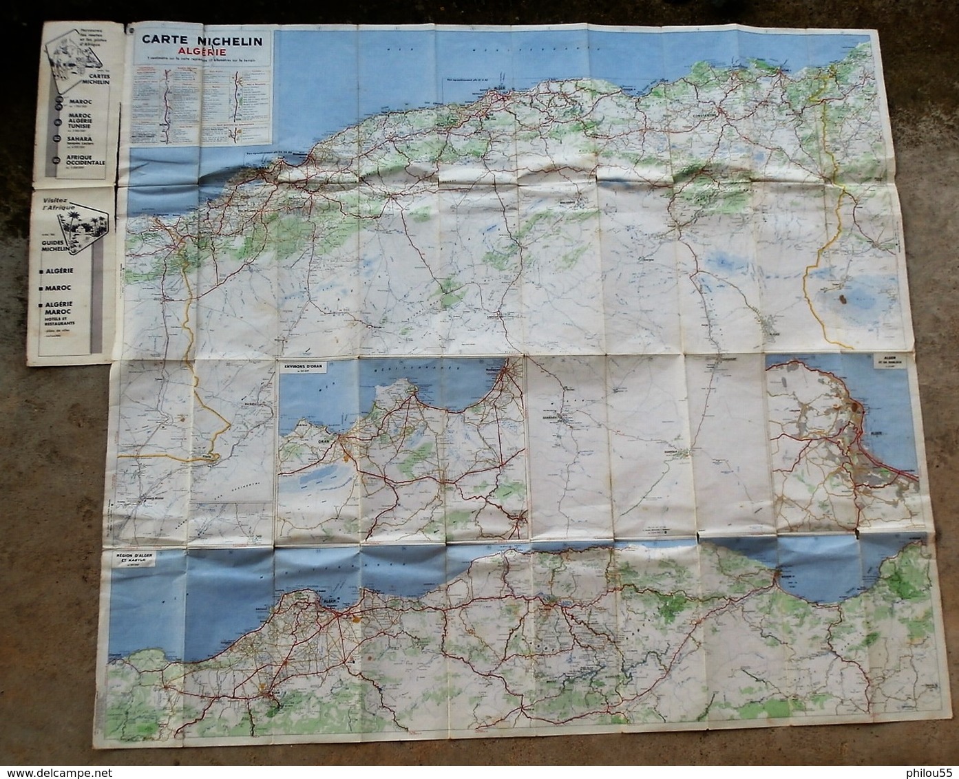 Carte N° 172 ALGERIE Environs D'Oran Region D 'Alger Et Kabylie MICHELIN  1956 - Roadmaps