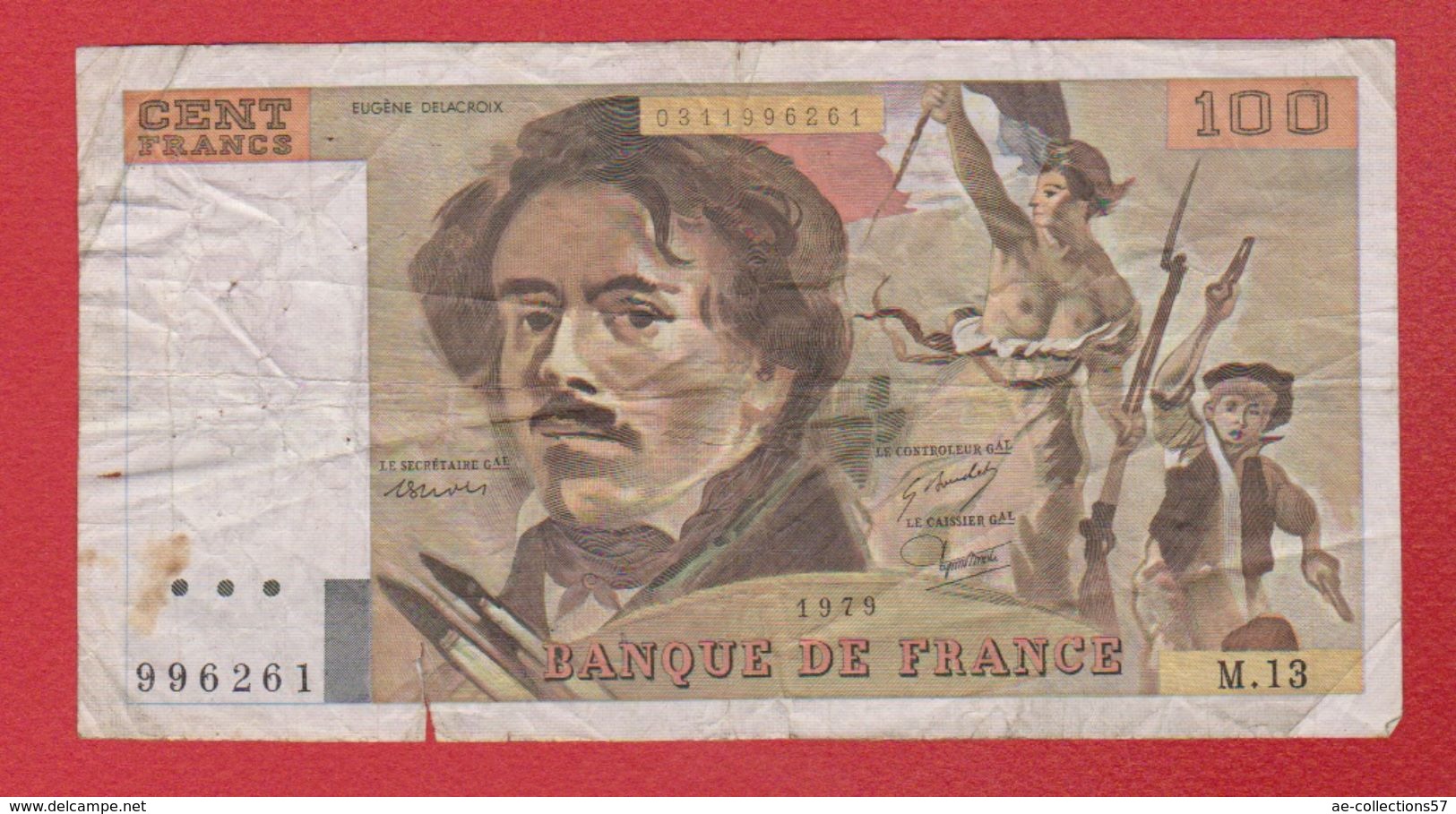 Delacroix  --  100  Francs 1979 -  état  TB  -  N M.13 - 100 F 1978-1995 ''Delacroix''