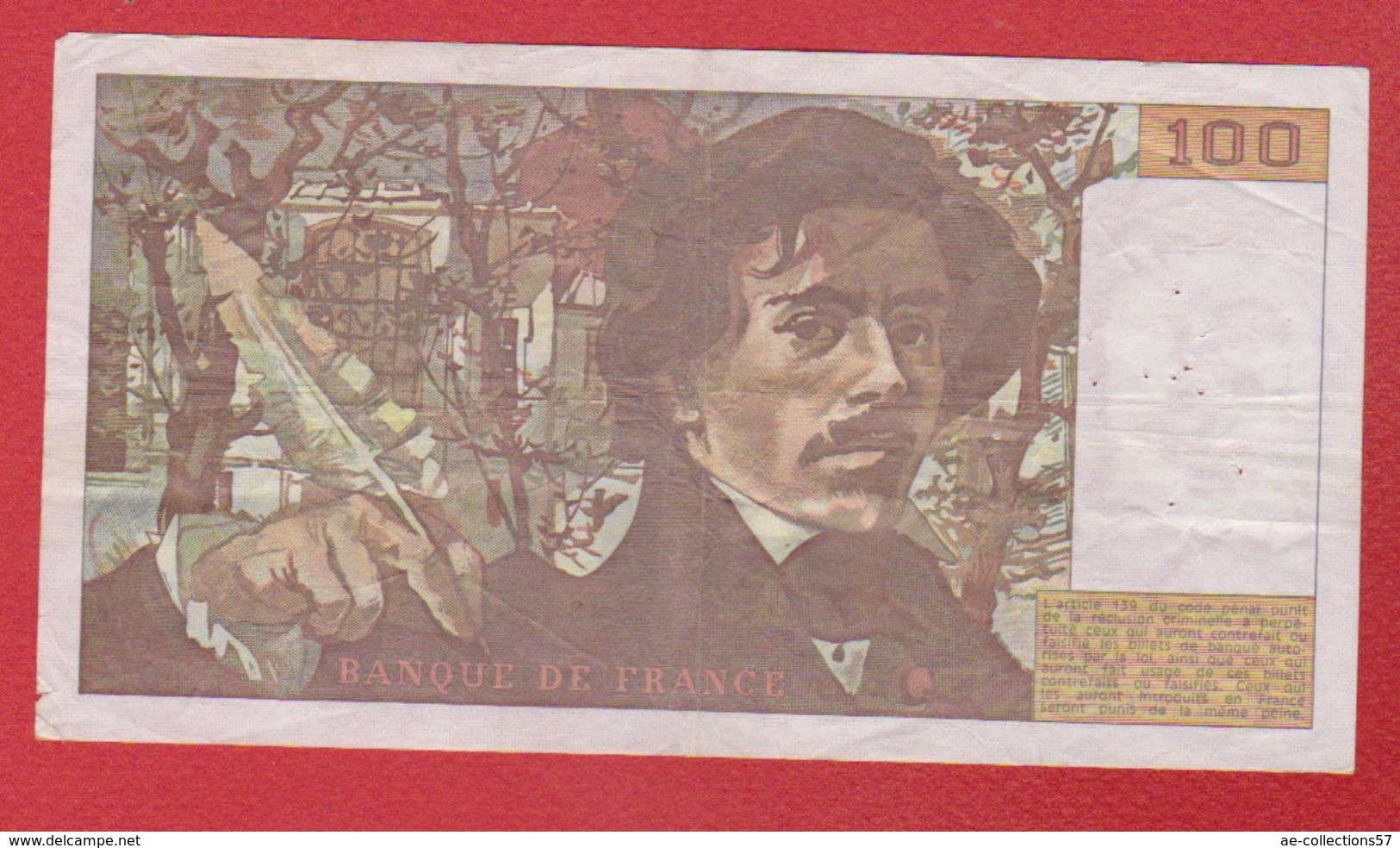 Delacroix  --  100  Francs 1982 -  état  TB+  -  N X.60 - 100 F 1978-1995 ''Delacroix''