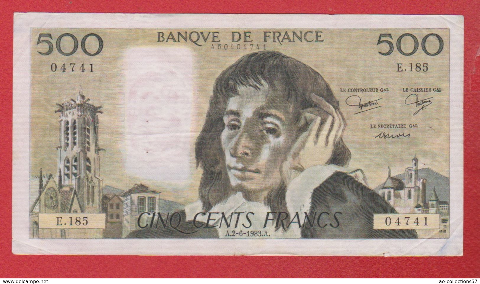 Pascal   --  500  Francs2/6/1983  -  état  TB+  -  N E .185 - 500 F 1968-1993 ''Pascal''