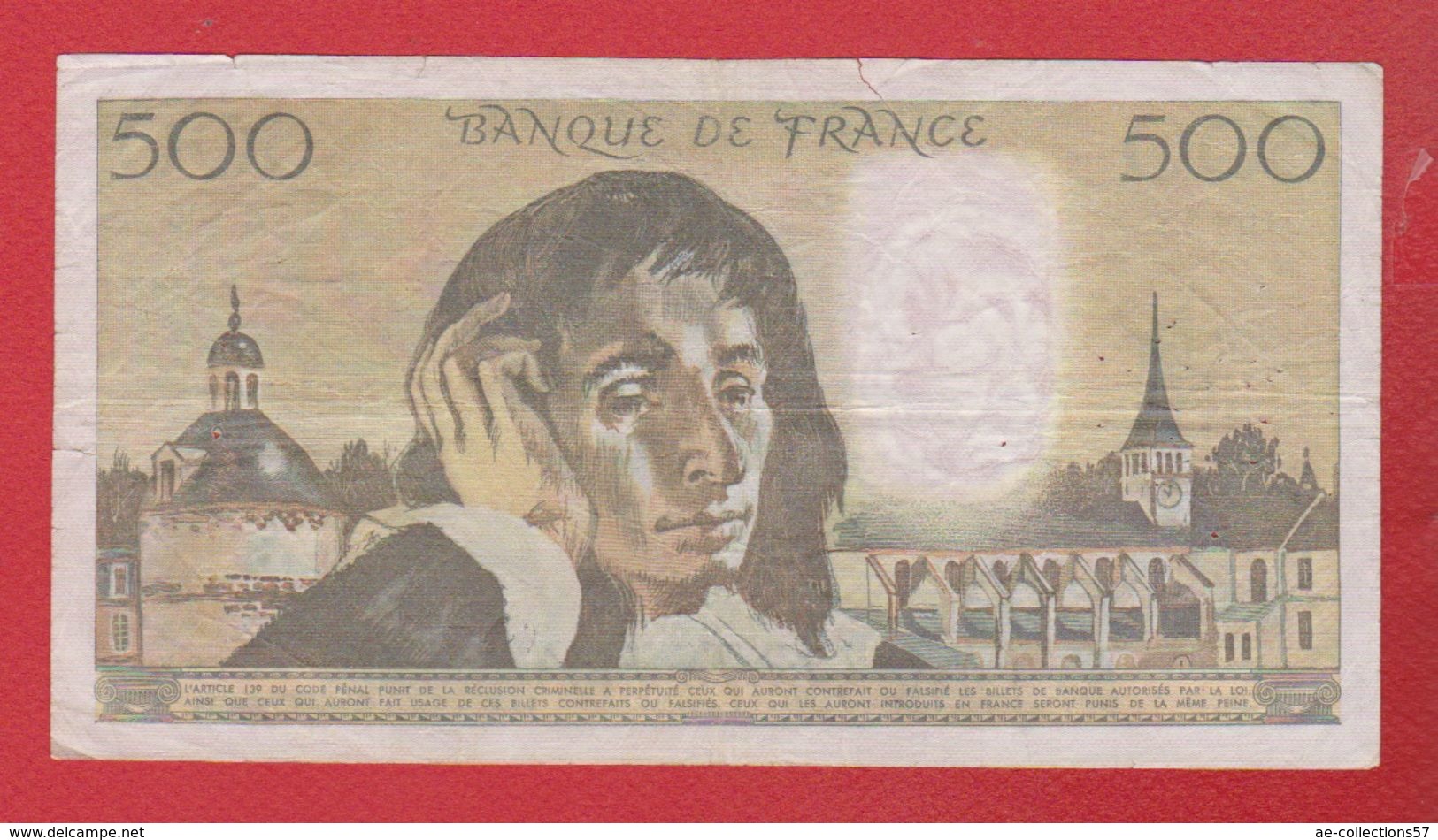 Pascal   --  500  Francs  5/9/1979  -  état  TB  -  N R .100 - 500 F 1968-1993 ''Pascal''