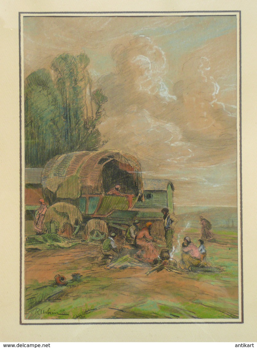 LORRAINE - Raymond URBAIN (1895-1962) Campement De Tsiganes - Paire De Pastels Signés - Pastelli