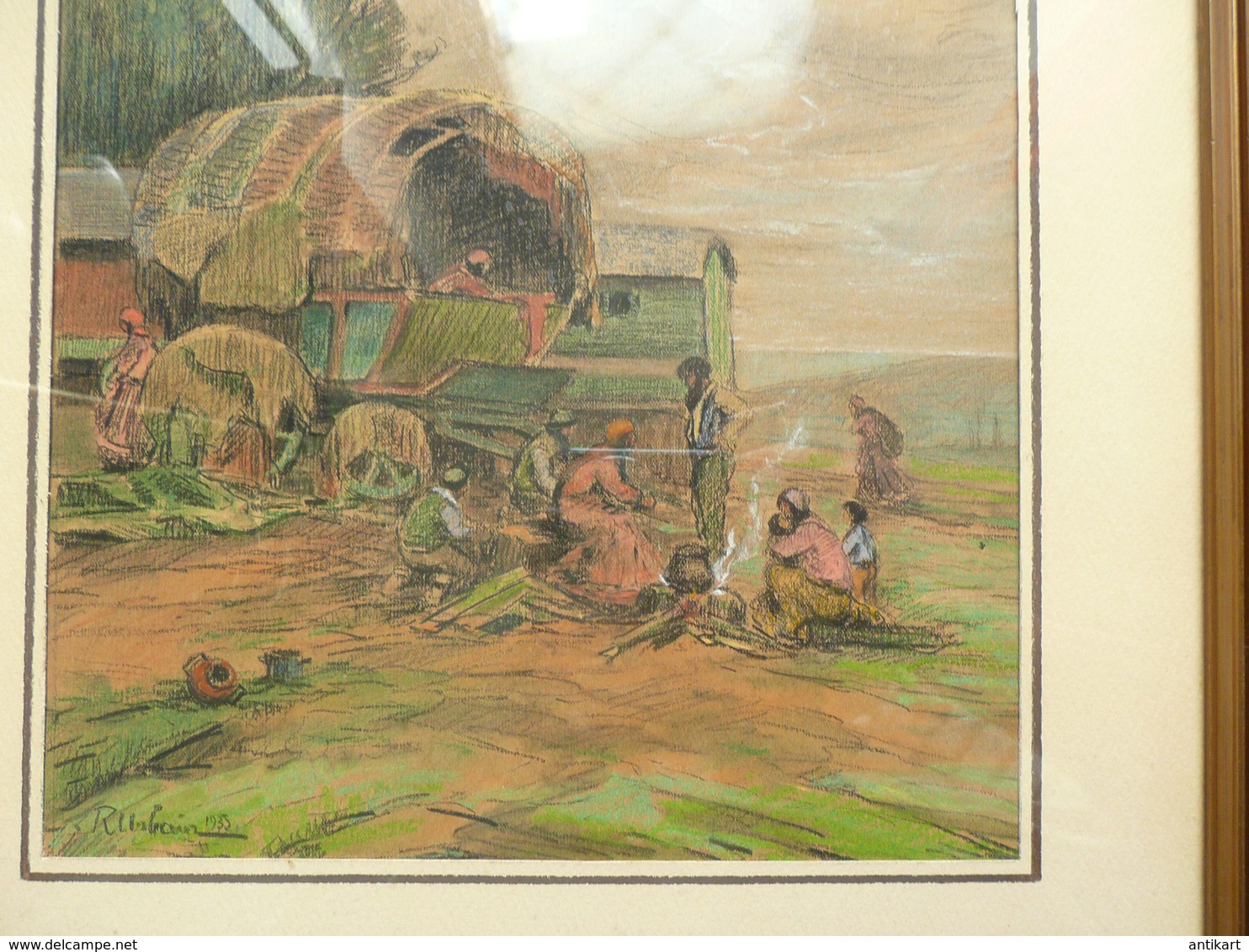 LORRAINE - Raymond URBAIN (1895-1962) Campement de Tsiganes - paire de pastels signés