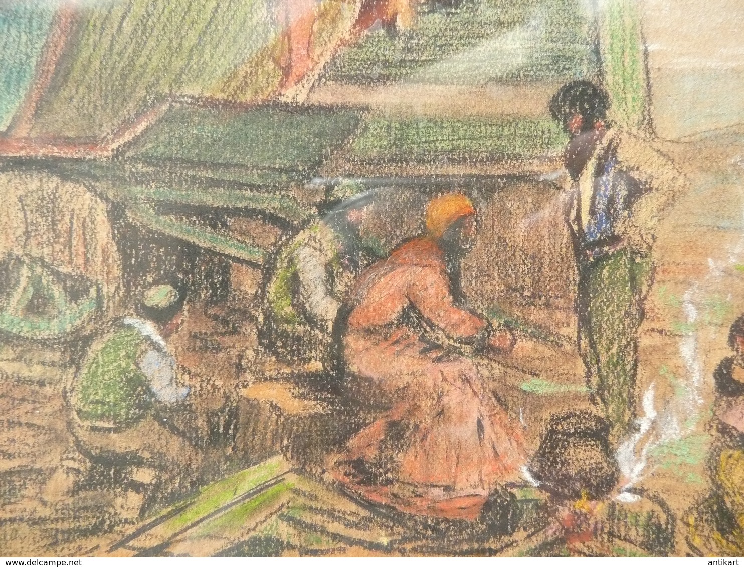 LORRAINE - Raymond URBAIN (1895-1962) Campement de Tsiganes - paire de pastels signés