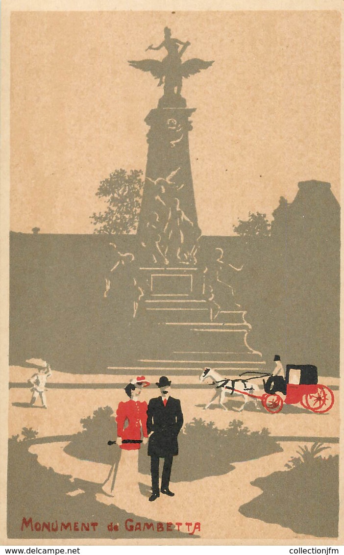 CPA PARIS / Illustrateur / Monument De Gambetta - Autres & Non Classés