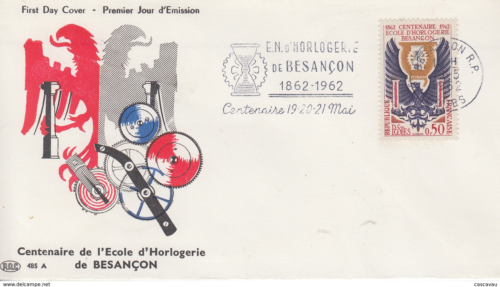 Enveloppe   FDC  Flamme   Du   1er   Jour    FRANCE   Ecole  D' Horlogerie   BESANCON   1962 - 1960-1969