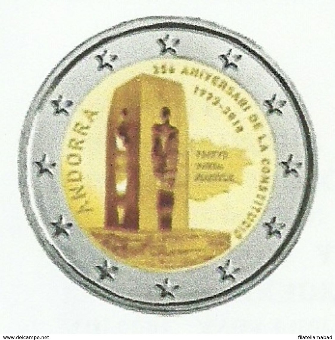 ANDORRA  5 MONEDA DE 2,00€   COMMEMOTATIVOS CONSTITUCIÓN ANDORRANA 2018. EMISIÓN 75.000 UNIDADES. - Andorra