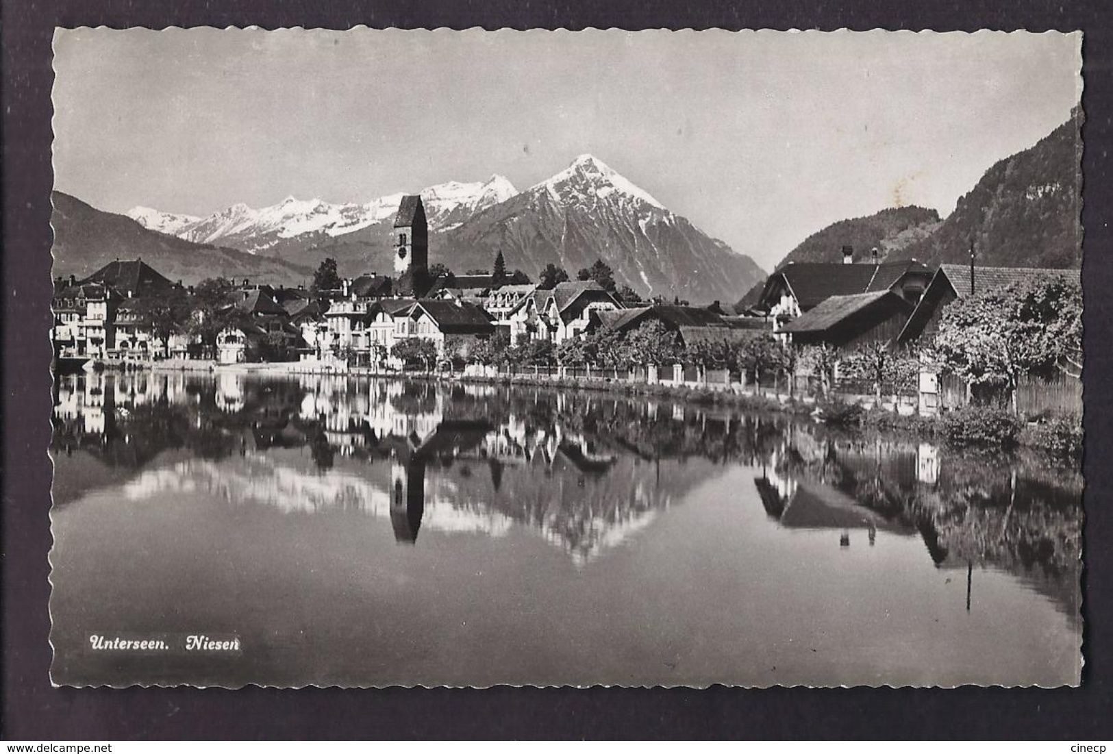 CPSM SUISSE - NIESEN - UNTERSEEN - Très Jolie Vue Générale D'un Village Au Bord De L'eau - Unterseen