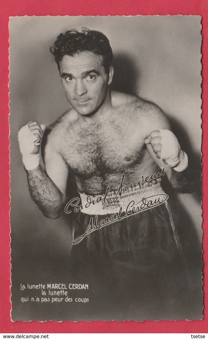 Boxe - Boxeur Français Marcel Cerdan (1916-1949 )- Autographe Pré Imprimé ( Voir Verso ) - Boksen