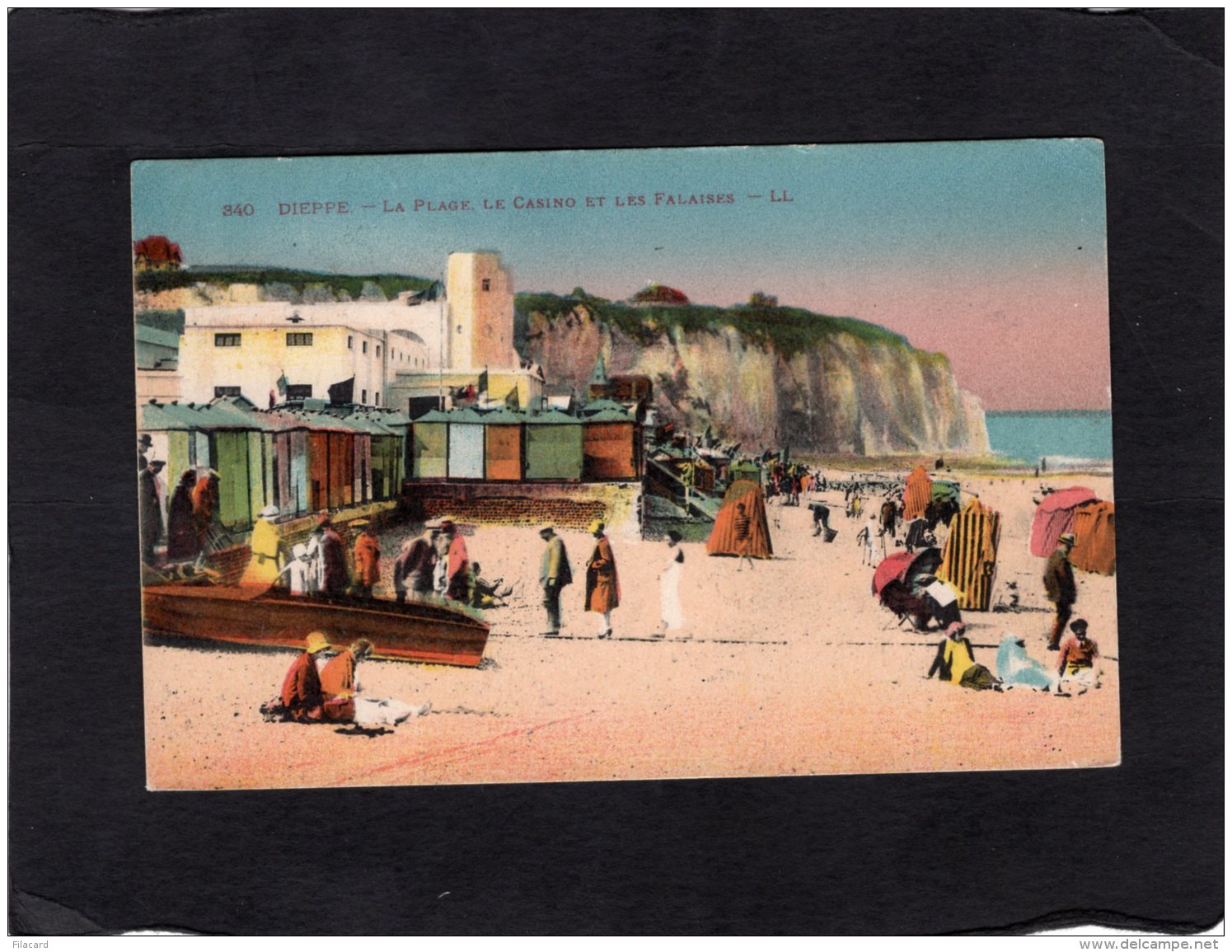 76914    Francia,   Dieppe,  La Plage,  Le  Casino Et Les Falaises,  VG  1936 - Dieppe