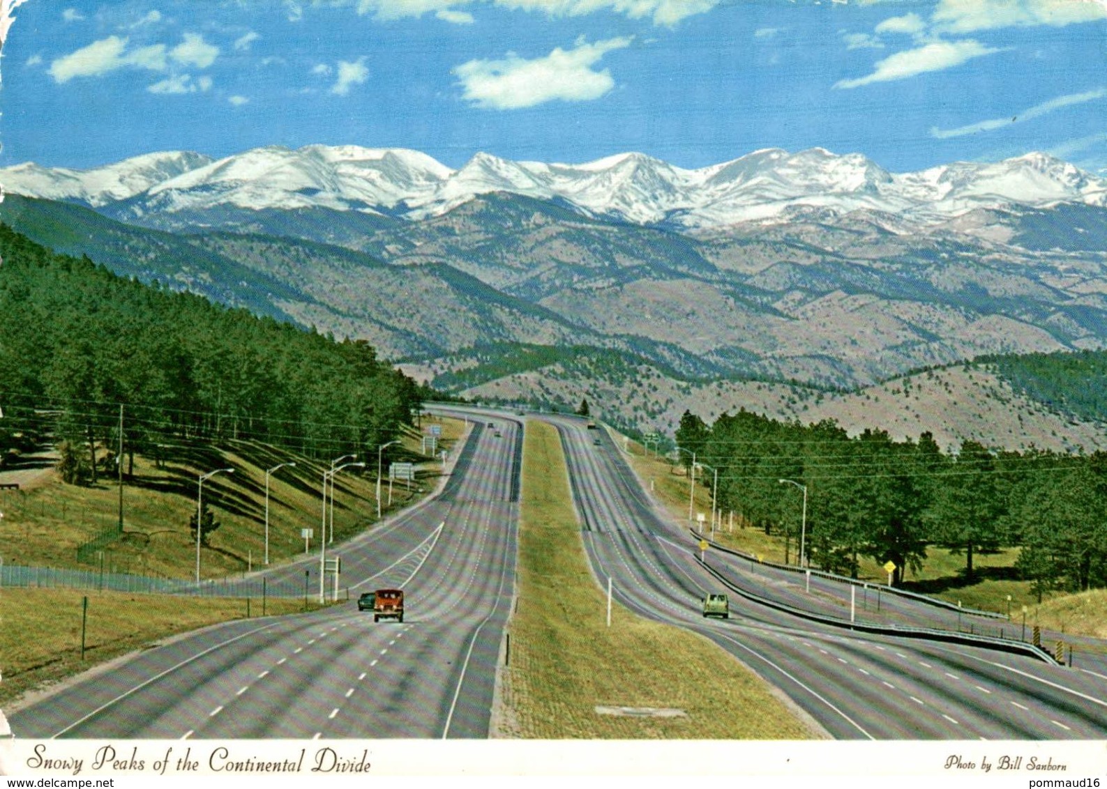 CPSM Snowy Peaks Of The Continental Divide From Highway U.S. & Interstate 70 Near Genesee Mt. In Denver Mountain Park - Denver