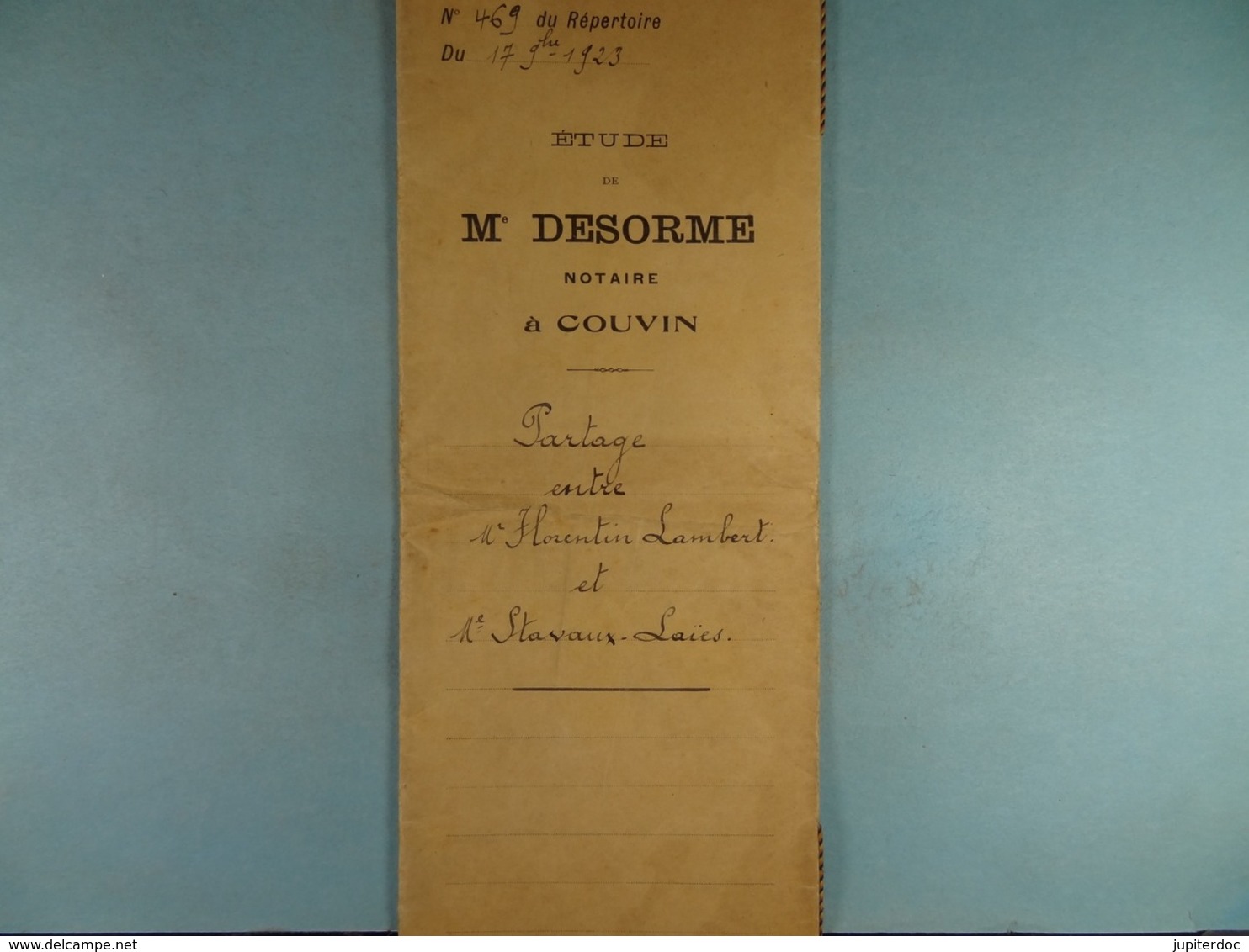 Acte Notarié 1923 Partage Entre Lambert De Cul-des-Sarts Et Stavaux - Laïes De Cul-des-Sarts /012/ - Manoscritti