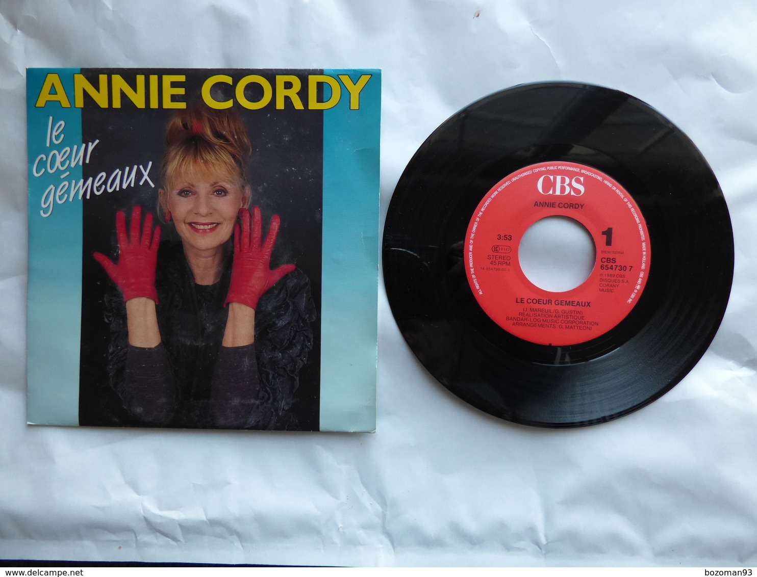 EP 45 T  ANNIE CORDY  LABEL  CBS 654730  LE COEUR GENEREUX - Disco, Pop