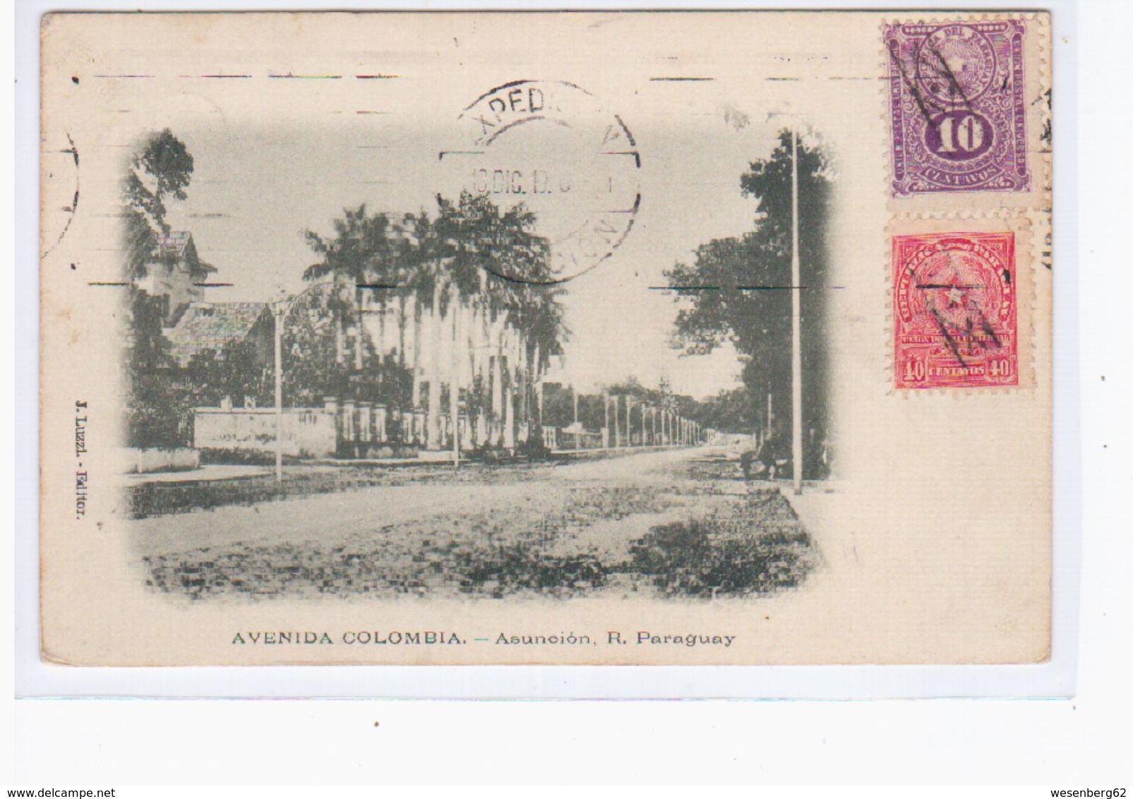 Paraguay Asuncion Avenida Colombia . Ca 1920 OLD POSTCARD 2 Scans - Paraguay