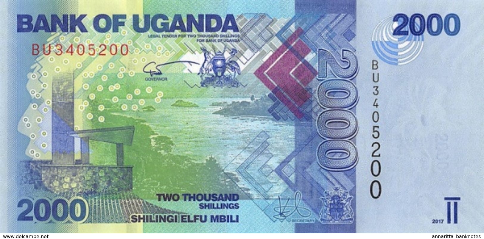 UGANDA 2000 SHILLINGS 2017 P-50d UNC [UG155d] - Oeganda