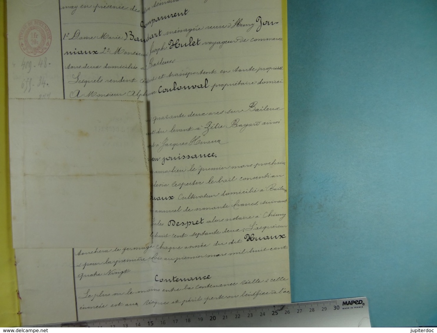 Acte Notarié 1879 Vente Par Baudart Jouniaux Hulet à Coulonval De Baileux  /017/ - Manuscrits