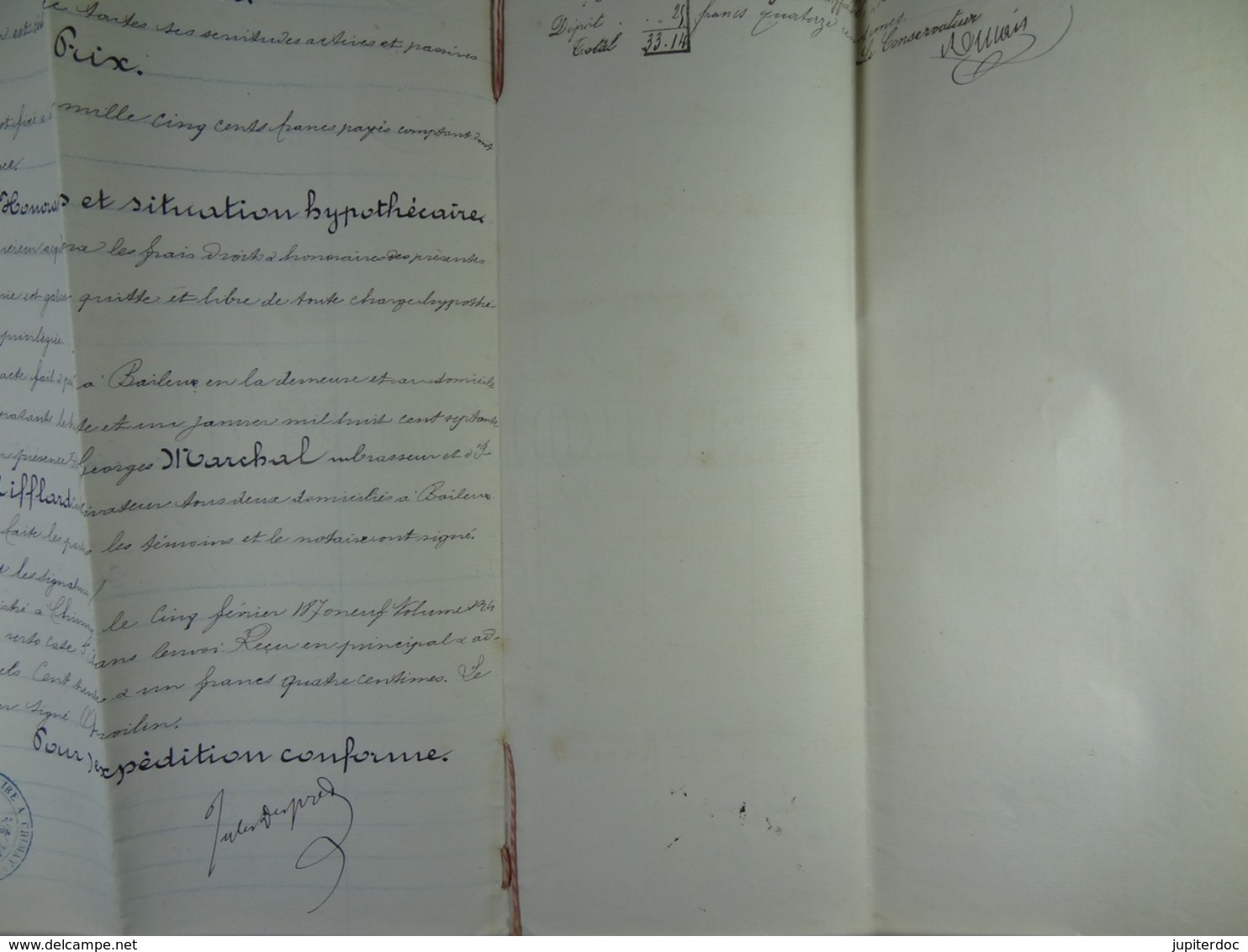 Acte Notarié 1879 Vente Par Baudart Jouniaux Hulet à Coulonval De Baileux  /017/ - Manuscrits