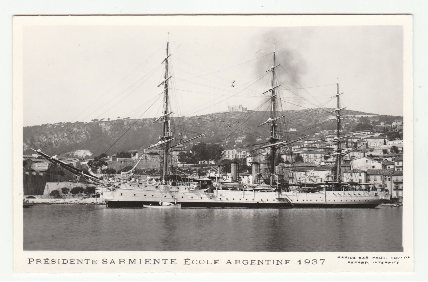 PRÉSIDENTE SARMIENTE ÉCOLE ARGENTINE 1937 - édit. Marius Bar Phot. Toulon - Zeilboten