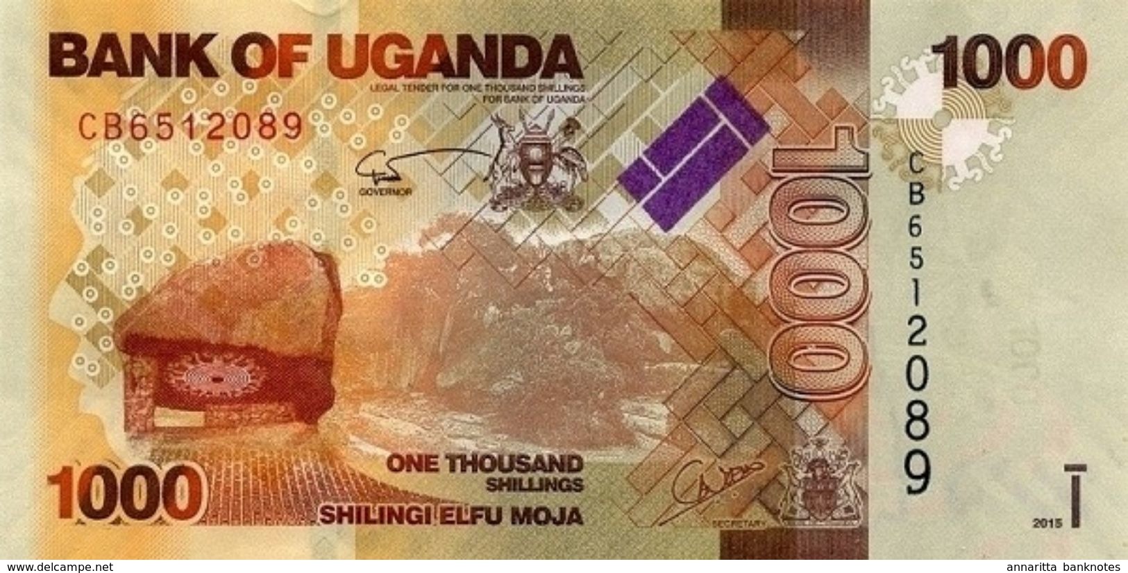 UGANDA 1000 SHILLINGS 2015 P-49d UNC  [UG154d] - Ouganda