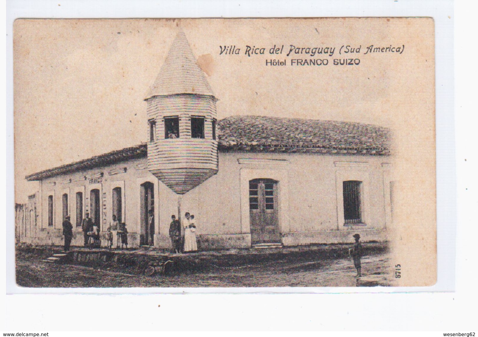 Paraguay Villa Rica..Hotel Franco Suizo Ca 1910 OLD POSTCARD 2 Scans - Paraguay