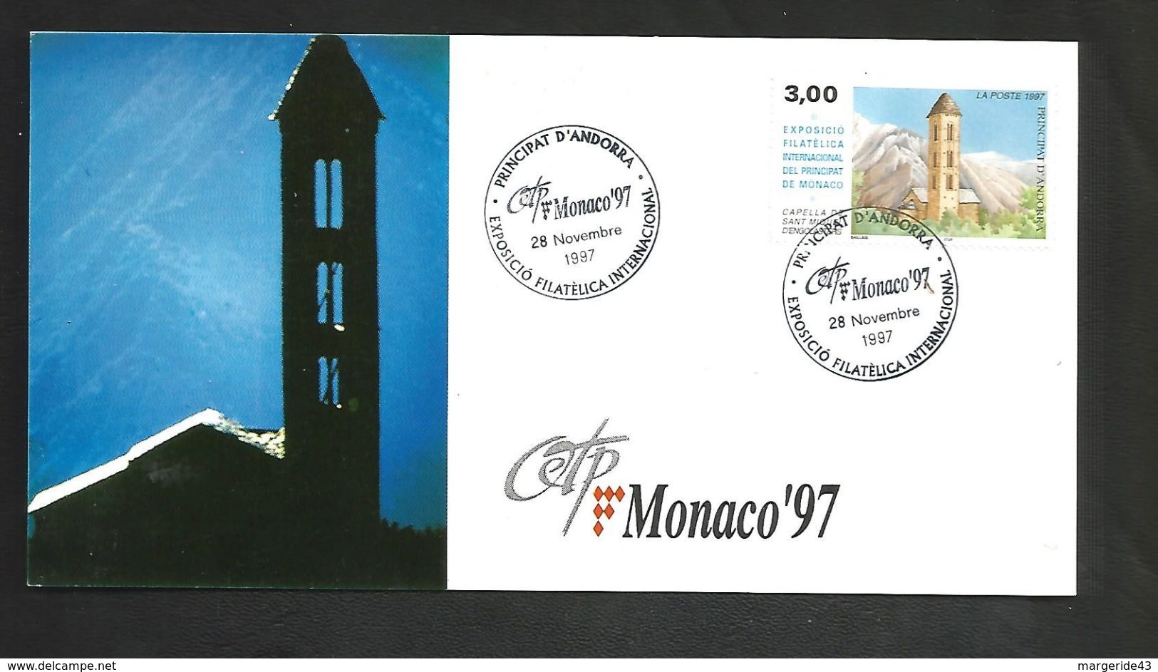 ANDORRE OBLITERATION ANDORRE PRESENT A EXPO MONACO97 - Franking Machines (EMA)