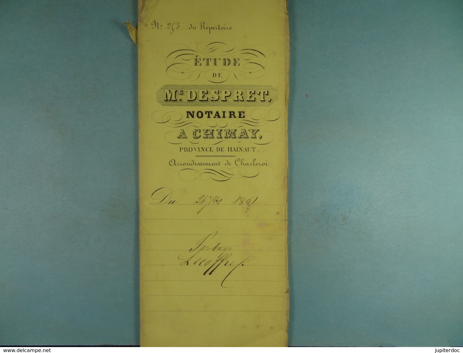 Acte Notarié  1861 Partage Lecoffre De Baileux /2/ - Manuscritos