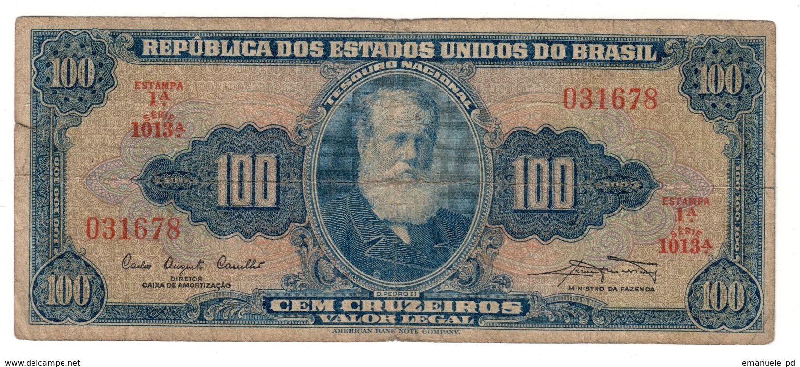 Brazil 100 Cruzeiros 1961 Pick 170A - Brasile