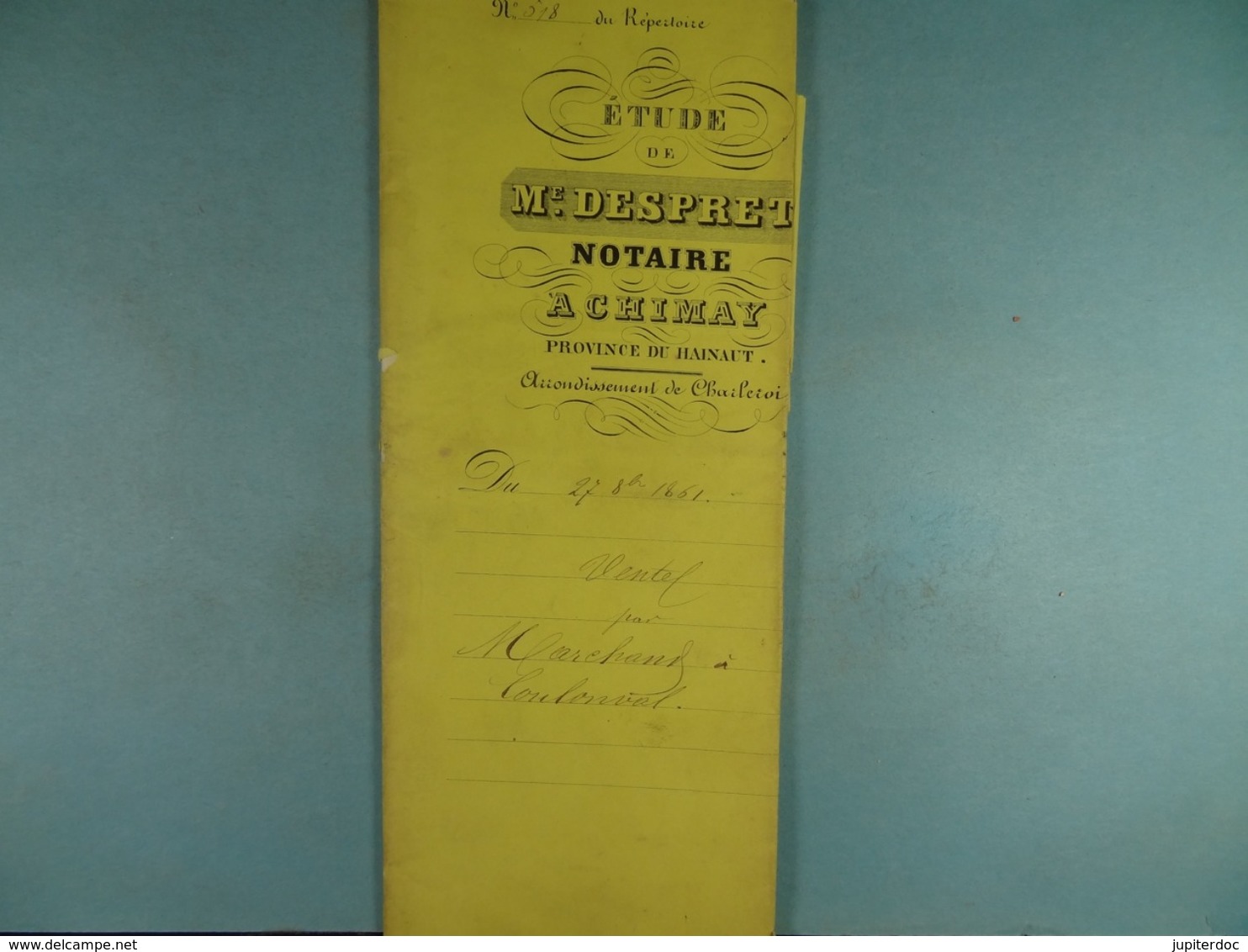 Acte Notarié  1861  Vente Par Marchand De Rièzes à Coulonval De Vaulx /3/ - Manuscritos