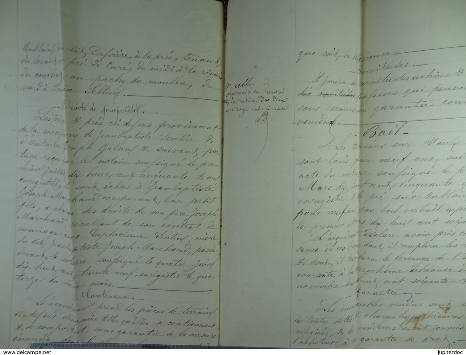 Acte Notarié  1861  Vente Par Marchand De Rièzes à Coulonval De Vaulx /3/ - Manuscritos