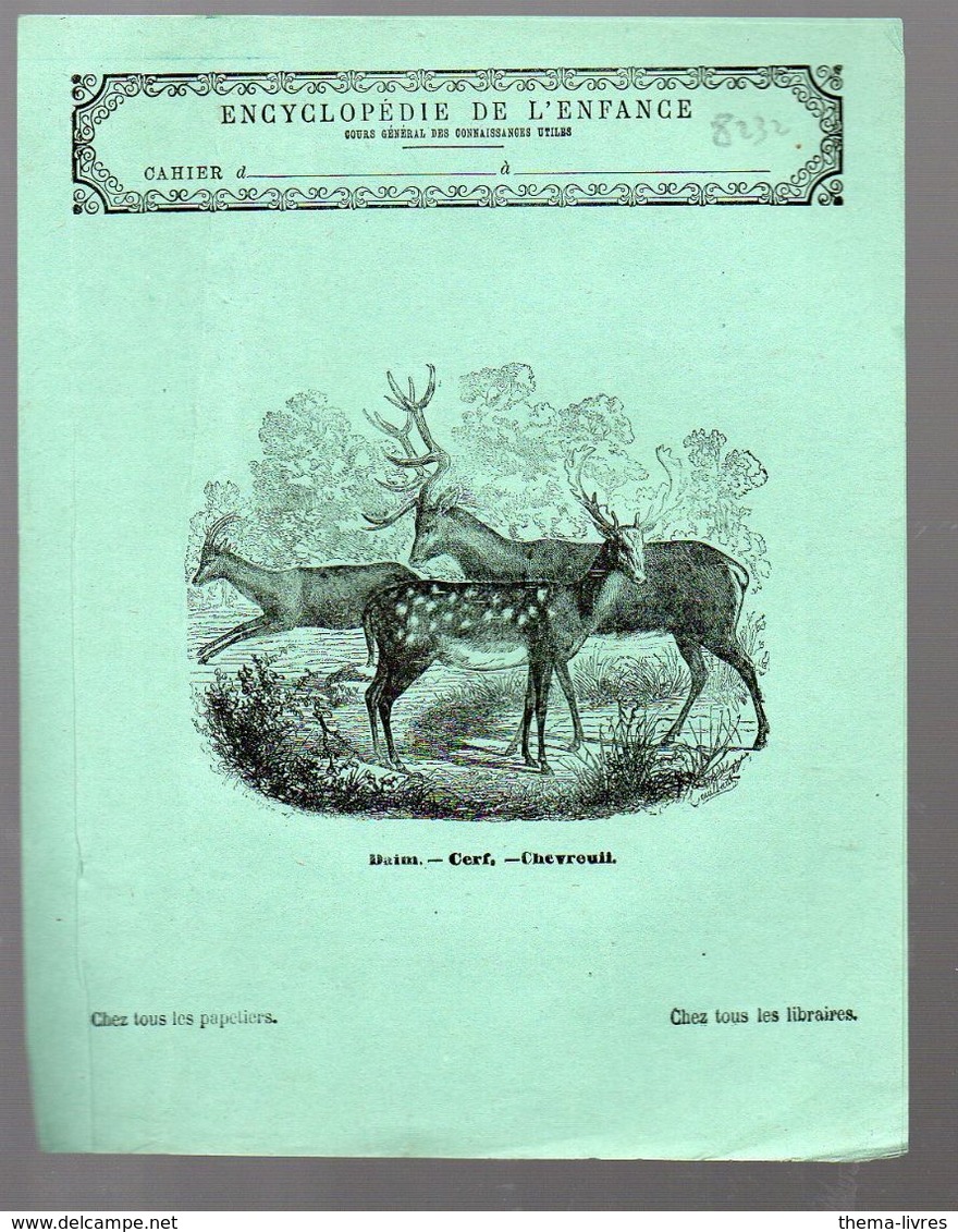 Couverture Illustrée De Cahier D'écolier : Encyclopédie De L'enfance N°58: Daim Cerf Chevreuil  (M2290) - Protège-cahiers