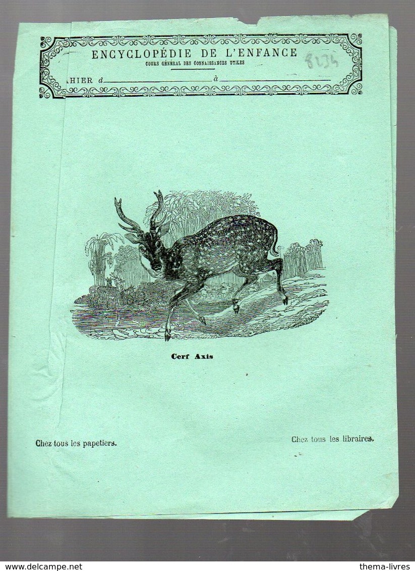 Couverture Illustrée De Cahier D'écolier : Encyclopédie De L'enfance N°57: Le Cerf Axis (PPP8234) - Tiere