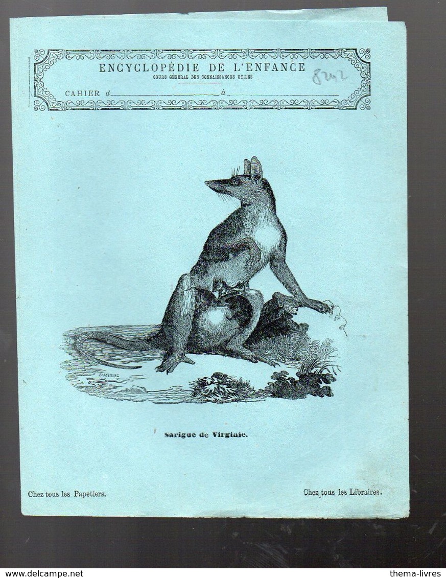 Couverture Illustrée De Cahier D'écolier : Encyclopédie De L'enfance N°32la Sarigue De Virginie (M2298) - Protège-cahiers