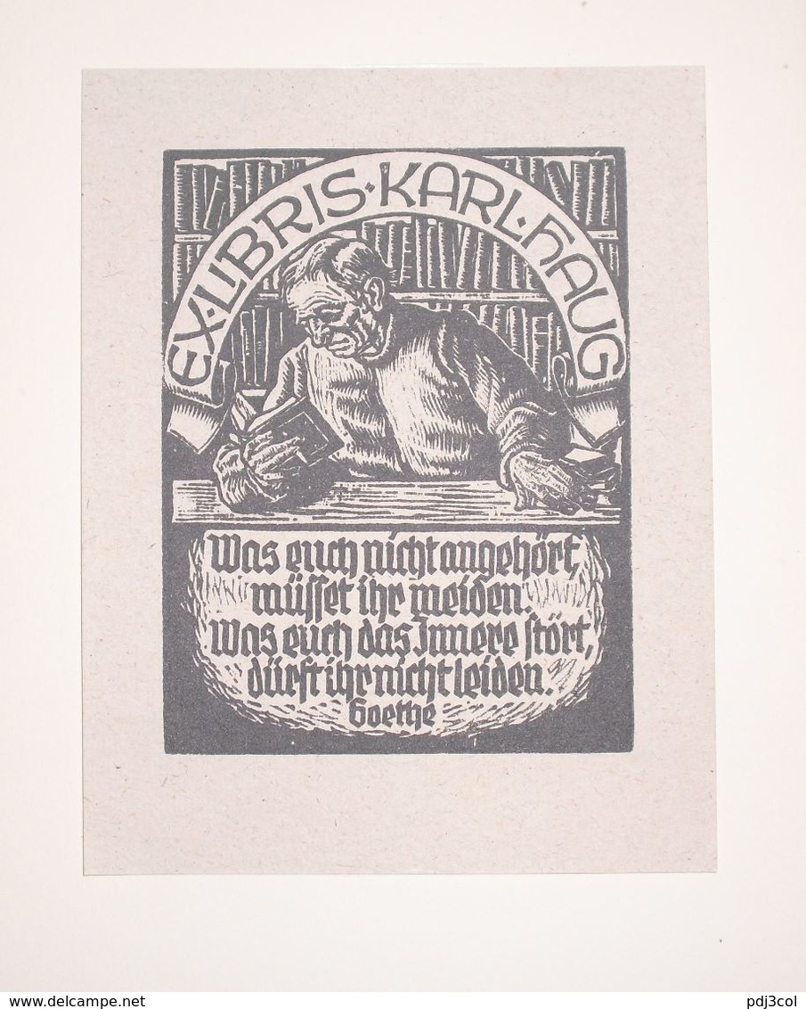 Ex-libris Moderne XXème Illustré -  Allemagne - Homme Lisant - KARL HAUG - Ex-libris