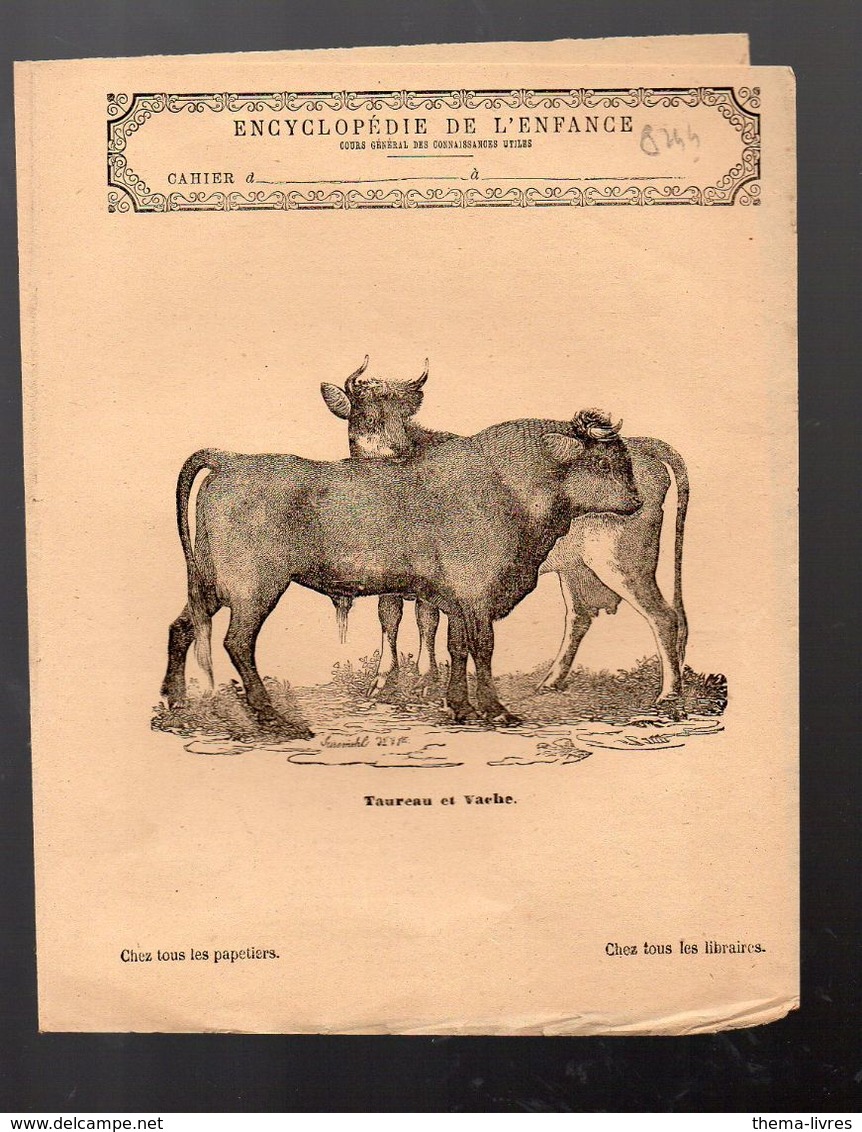 Couverture Illustrée De Cahier D'écolier : Encyclopédie De L'enfance N°67 Taureau Et Vache (M2300) - Protège-cahiers