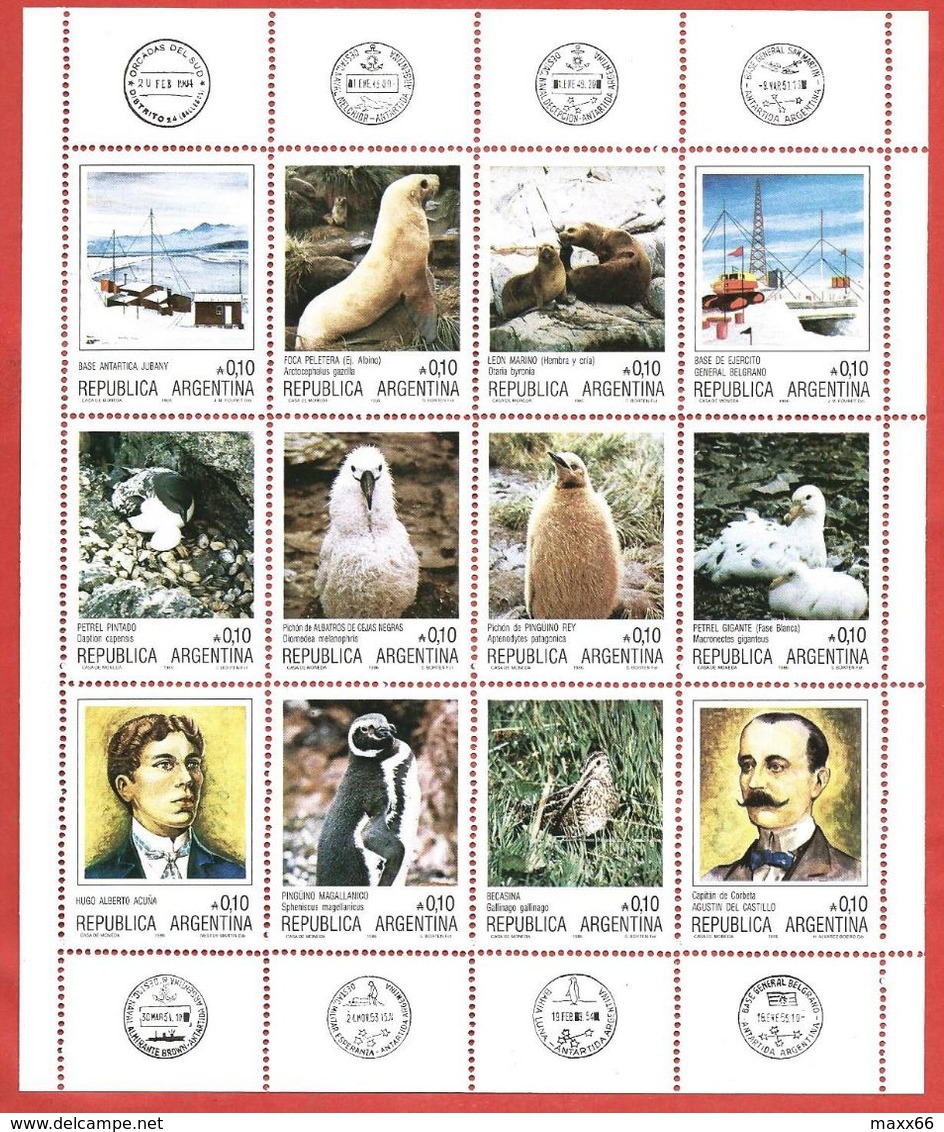 ARGENTINA - 1986 Argentine Antarctic Research - 12 X 0,10 ₳ - Austral - Michel AR BL -- - Blocchi & Foglietti