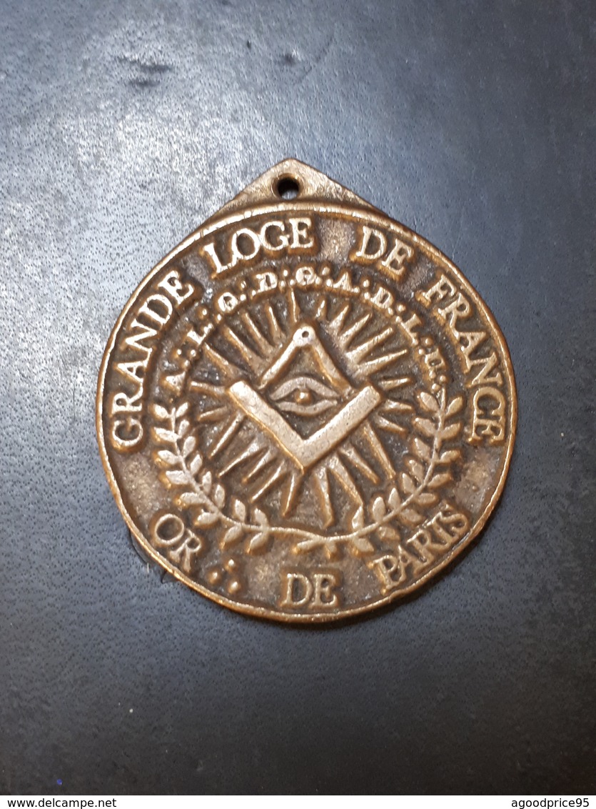 MÉDAILLE MAÇONNIQUE : GRANDE LOGE DE FRANCE "OR:DE PARIS" - Franc-Maçonnerie