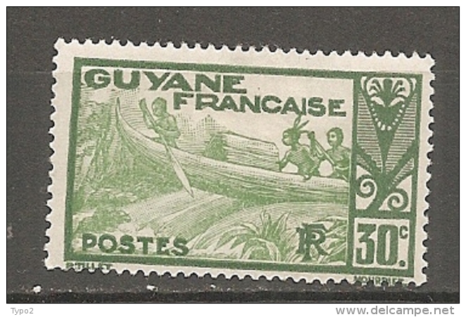 GUYANE - Yv. N° 117 * 30c Pirogue Cote  0,7 Euro BE R 2 Scans - Neufs