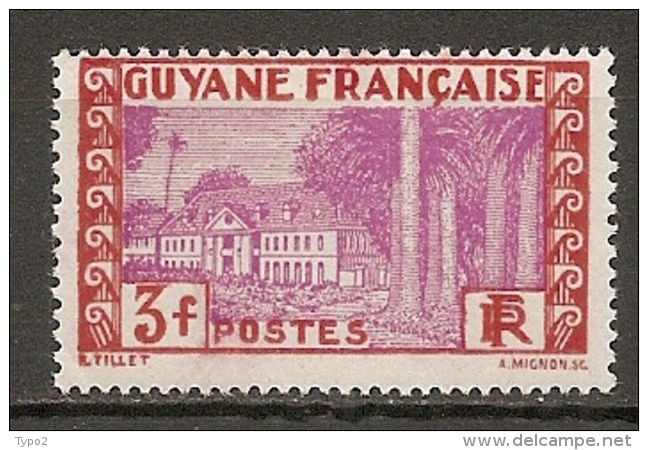 GUYANE - Yv. N° 129  *  3f  Cayenne Cote  0,8 Euro BE2 Scans - Neufs