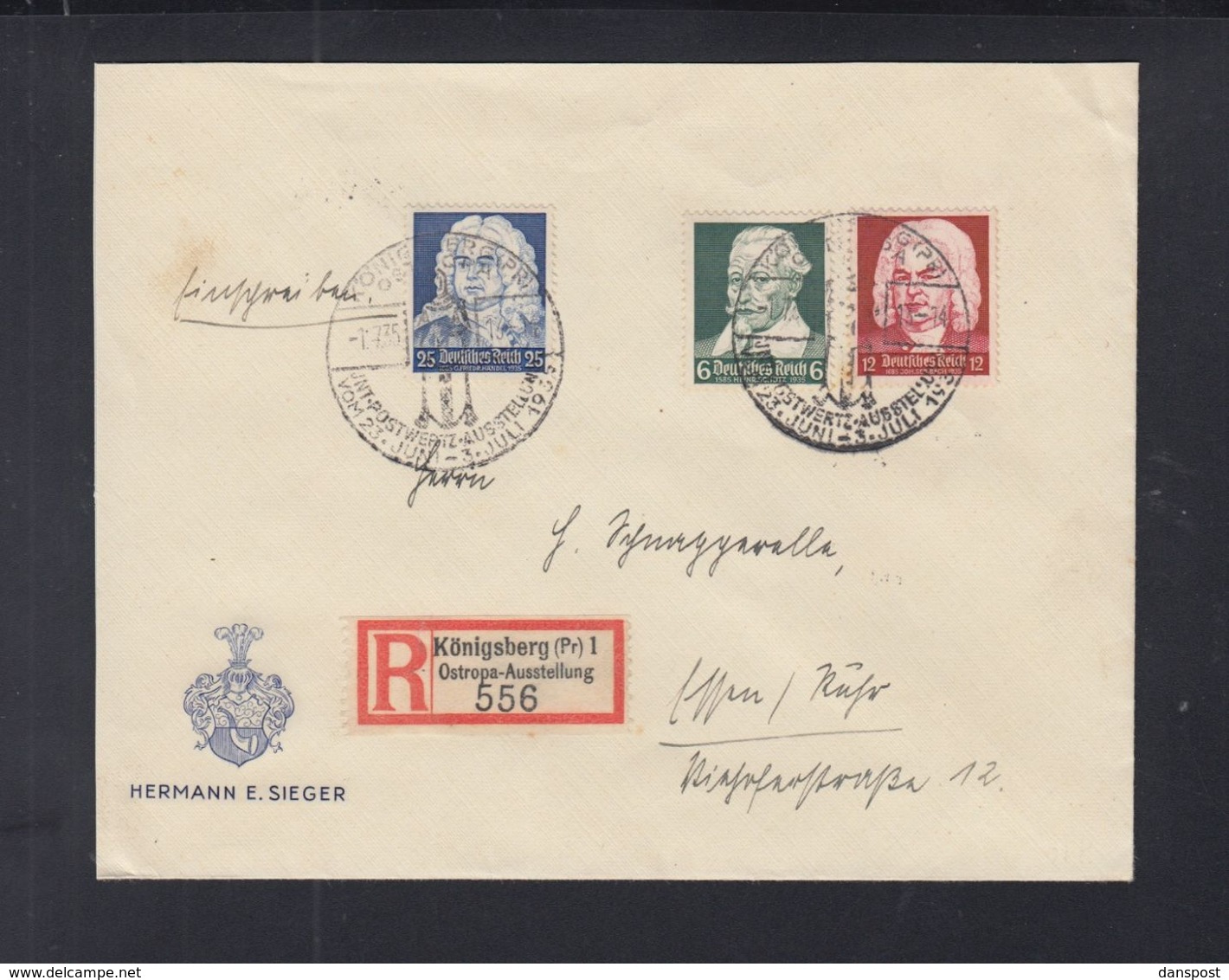 Dt. Reich R-Brief 1935 Sonderstempel Ostropa Königsberg - Briefe U. Dokumente